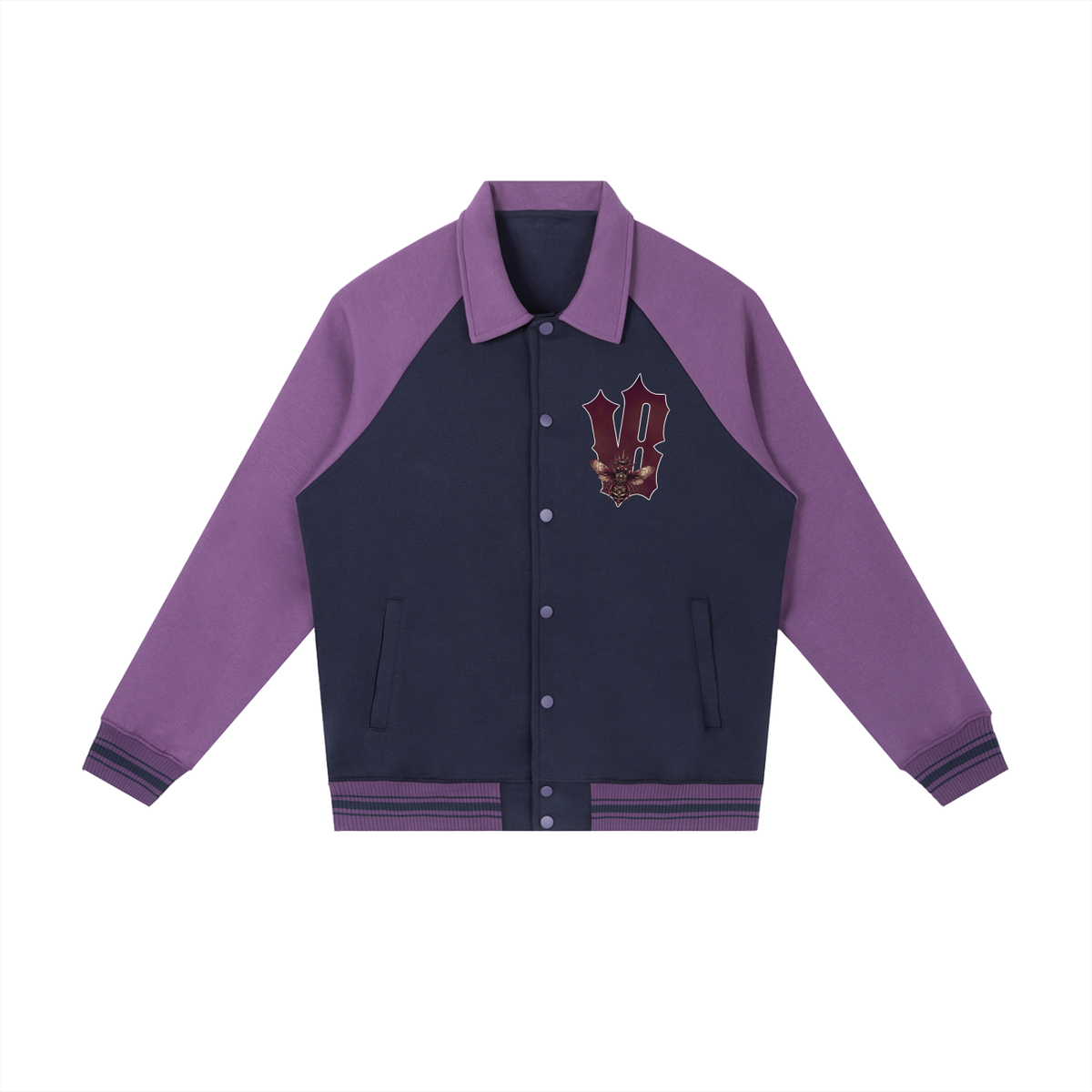 Contrast Raglan Sleeve Baseball Jacket
