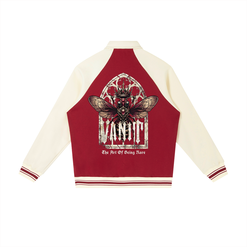 Contrast Raglan Sleeve Baseball Jacket