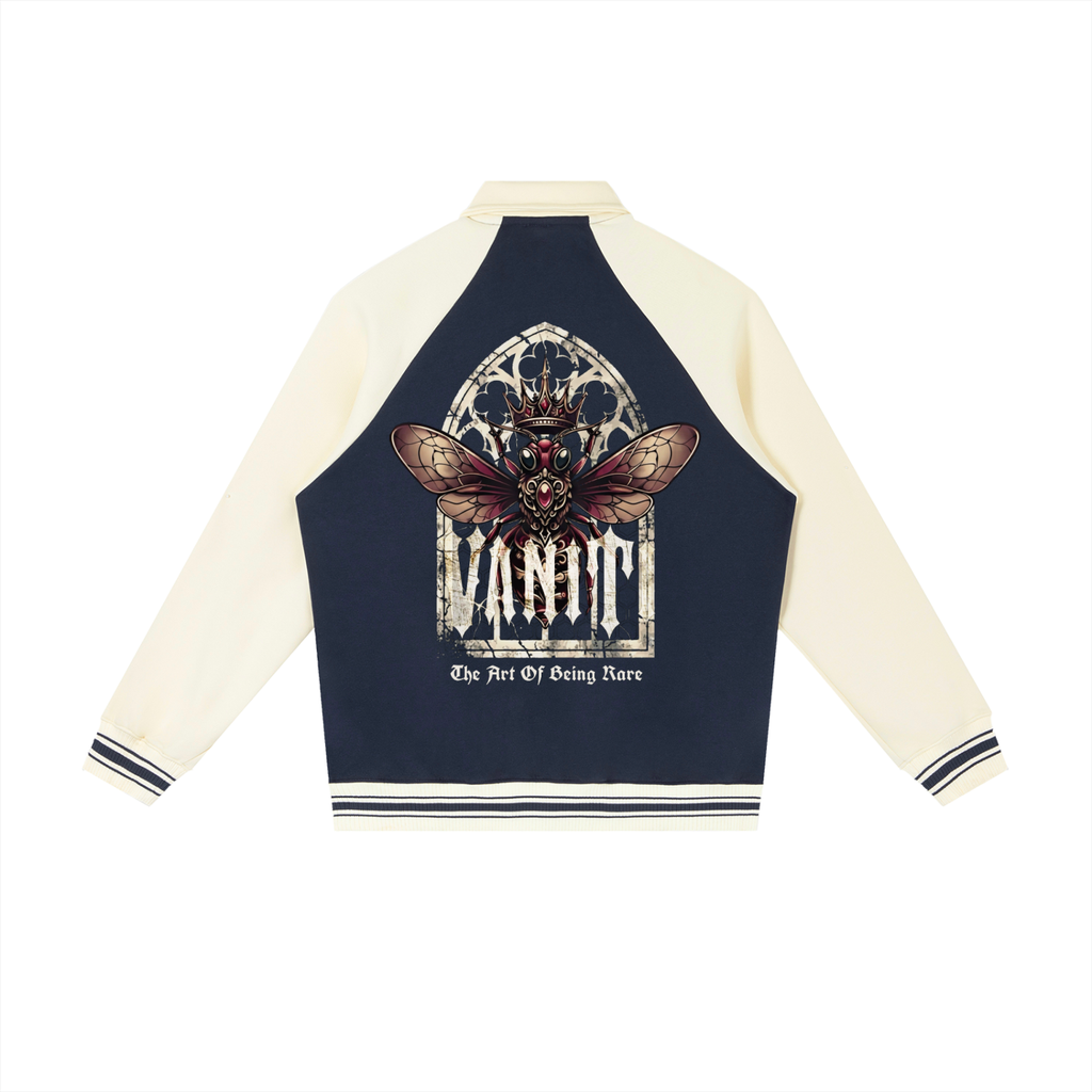 Contrast Raglan Sleeve Baseball Jacket