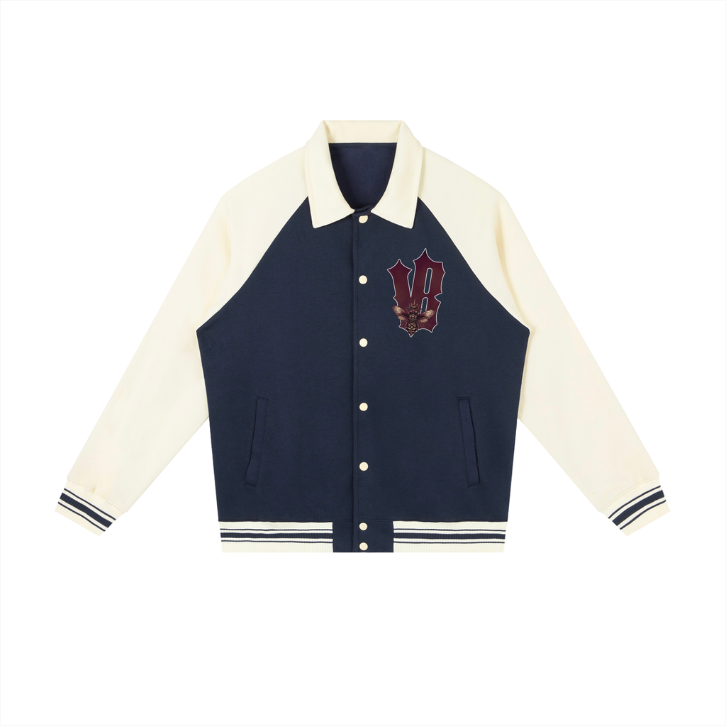 Contrast Raglan Sleeve Baseball Jacket