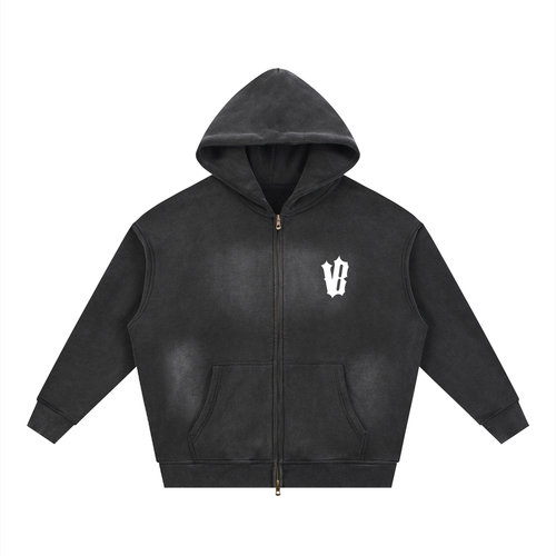 BOTCHED Sunfade Two-way Zipper Boxy Fleece Hoodie