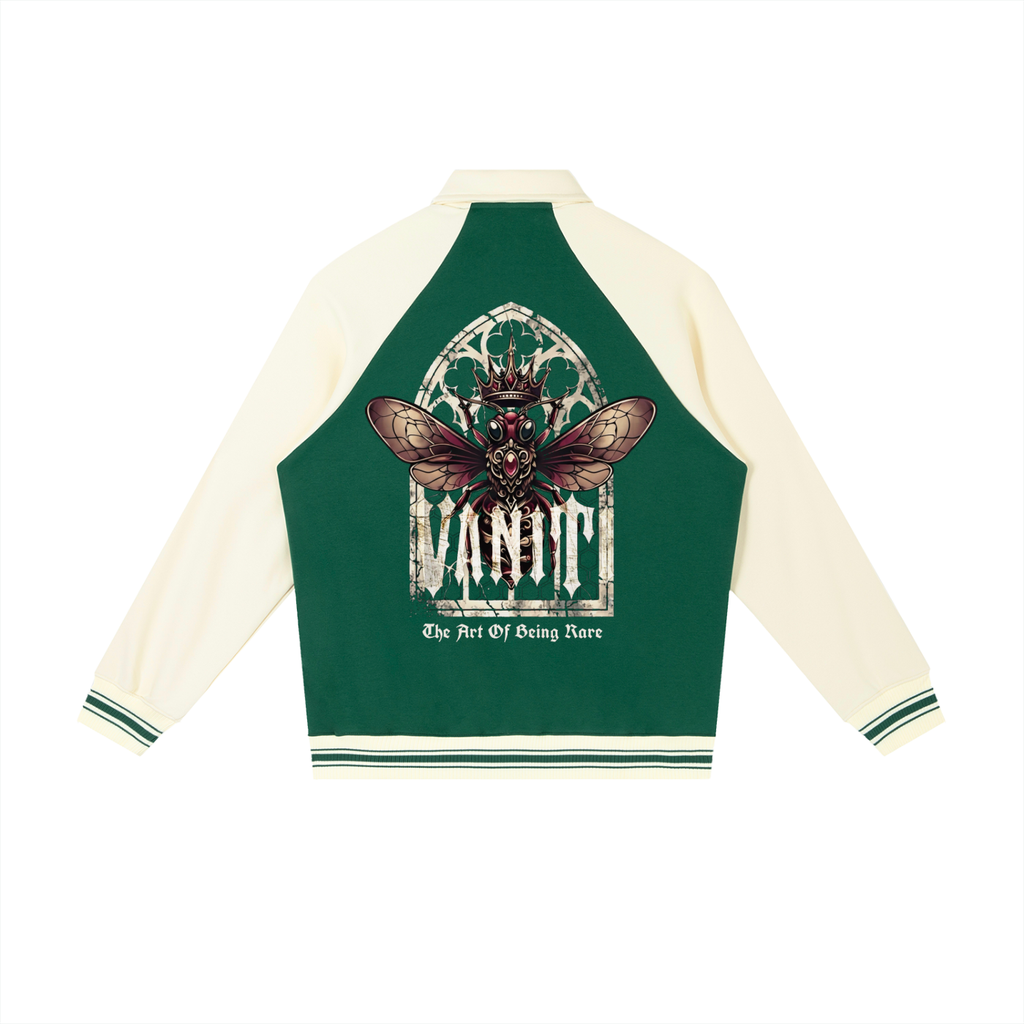 Contrast Raglan Sleeve Baseball Jacket