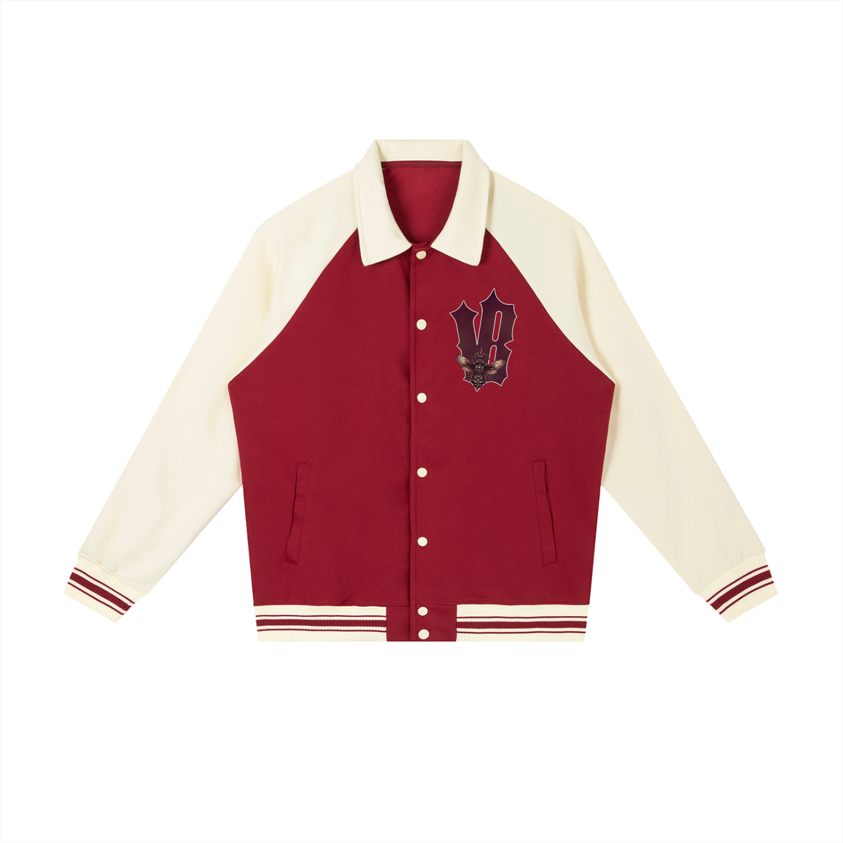 Contrast Raglan Sleeve Baseball Jacket